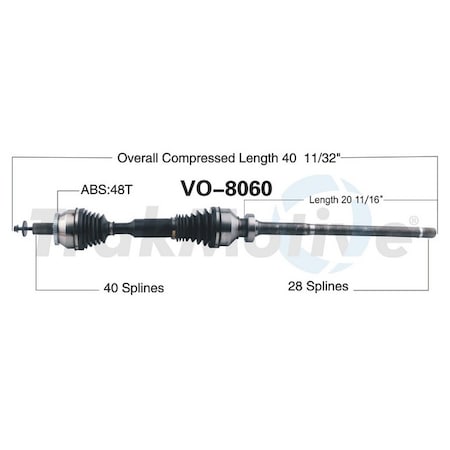 Surtrack Axle Cv Axle Shaft, Vo-8060 VO-8060